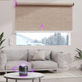Astomi Motorized Roller Shades for Windows, Blackout Automatic Blinds with Remote, Smart Blinds, Voice Control, Compatible with Alexa, Google, Custom Size (Natural Wood)