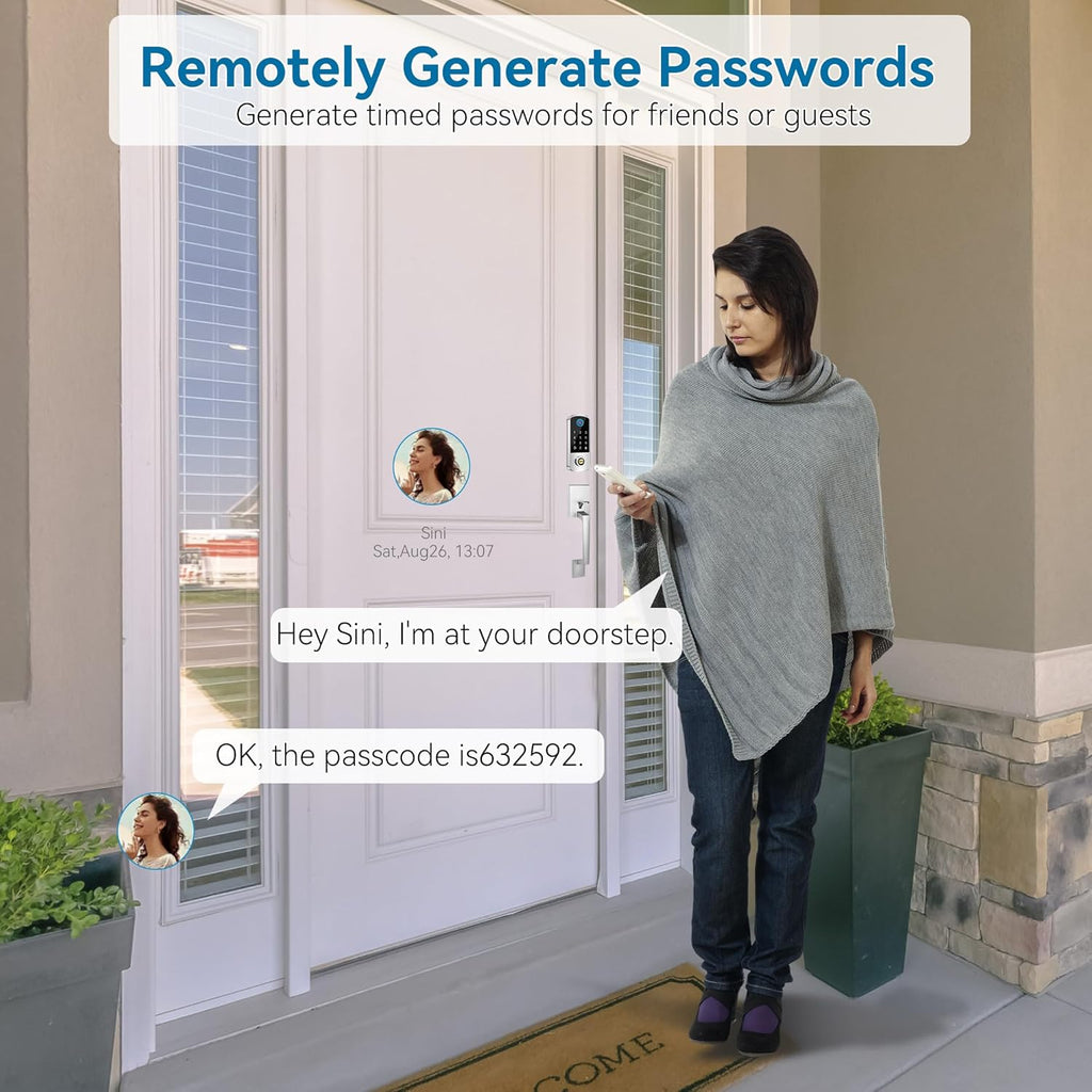 Keyless Entry Door Deadbolt with Handle Set, BEBASIA Fingerprint APP Smart Door Lock, Digital Keypad Bluetooth Deadbolt Lockset with Auto Lock Code Fob Satin Nickel