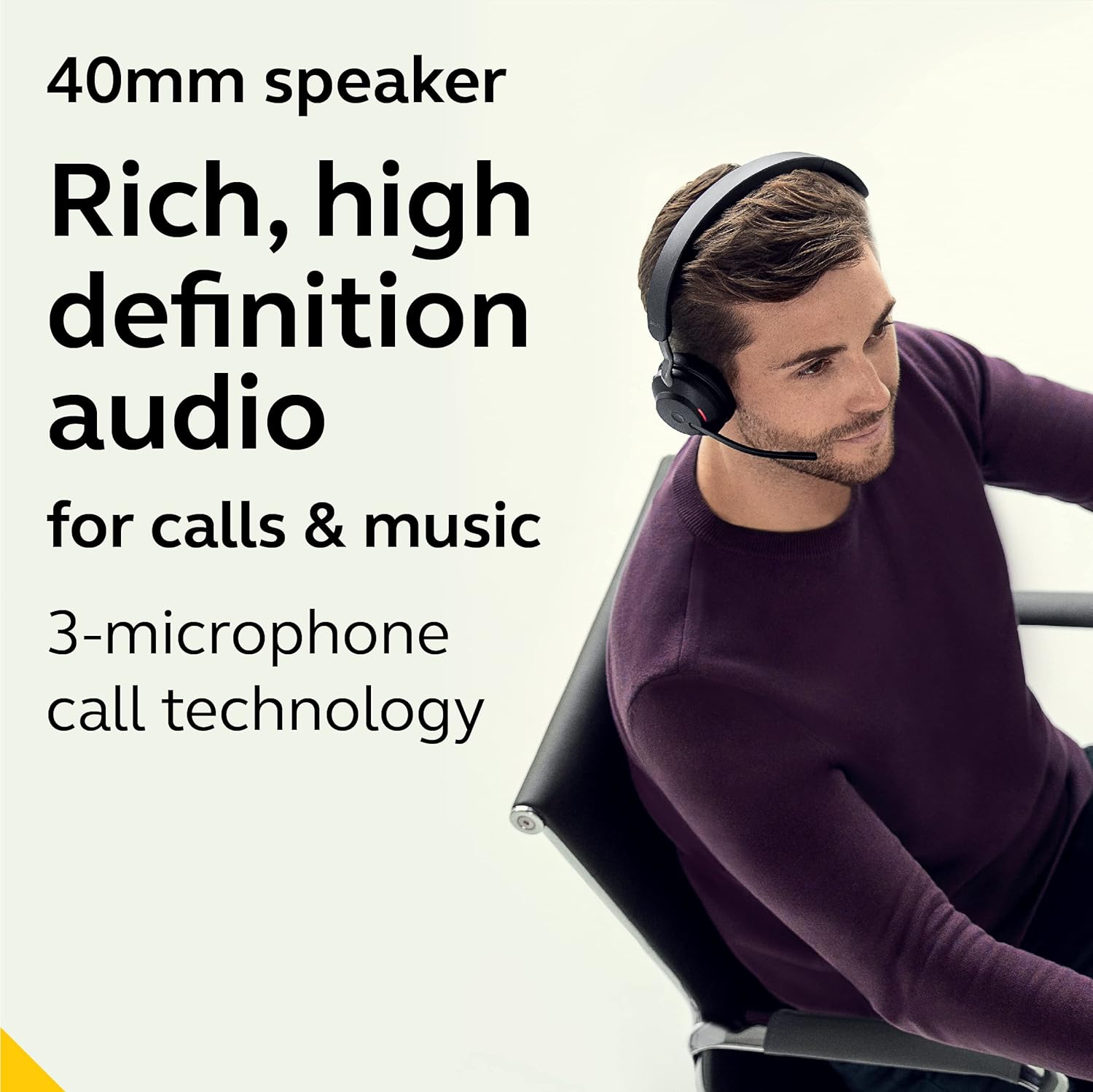 Jabra Evolve2 65 UC Wireless Headset with Link380a, Mono, Black – Wireless Bluetooth Headset for Calls and Music, 37 Hours of Battery Life, Passive Noise Cancelling Headphones