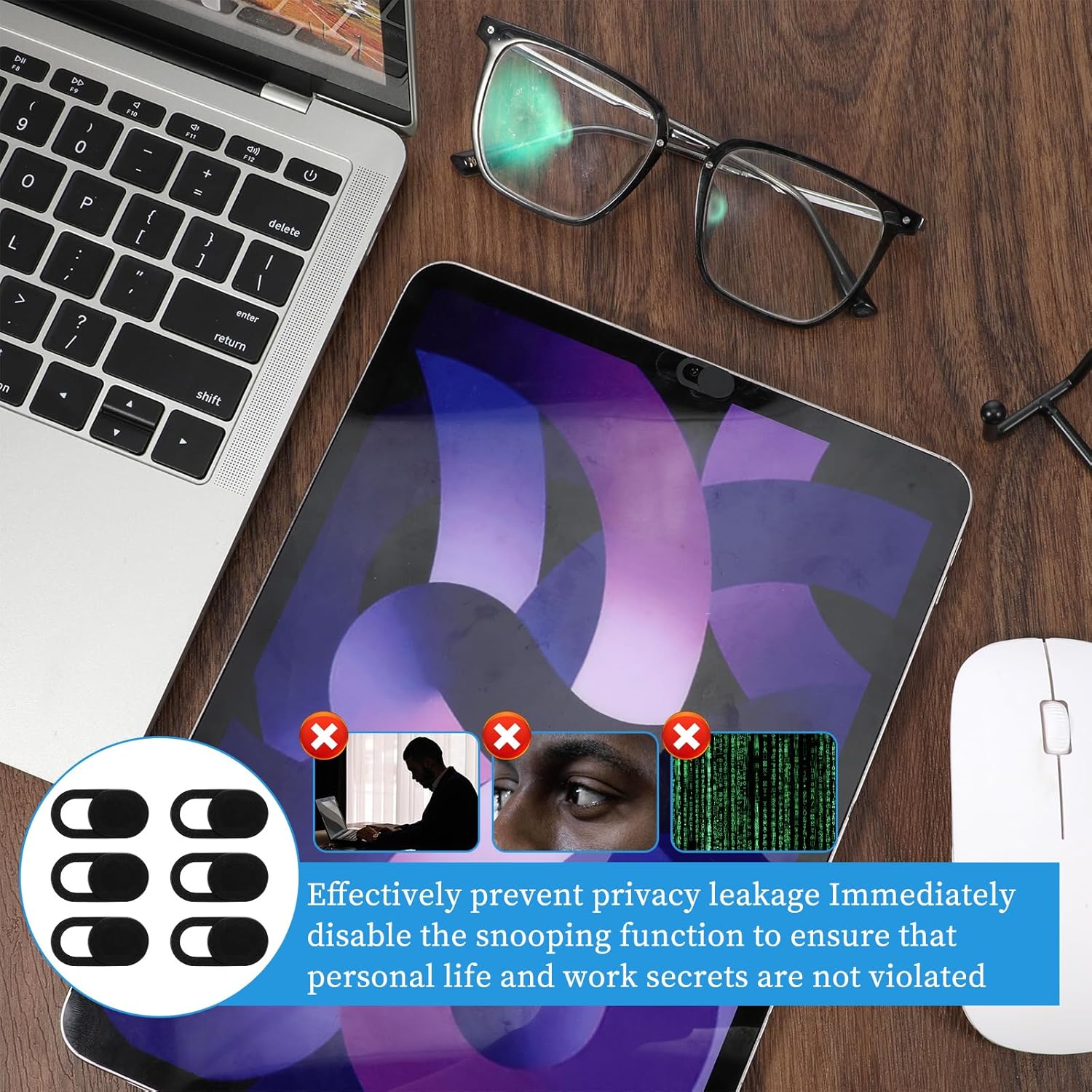 50 Pcs Webcam Cover Slide, 0.023 Inch Ultra-Thin Universal Laptop Camera Cover Slide for Laptop, Computer, Phone Protect Your Privacy and Security
