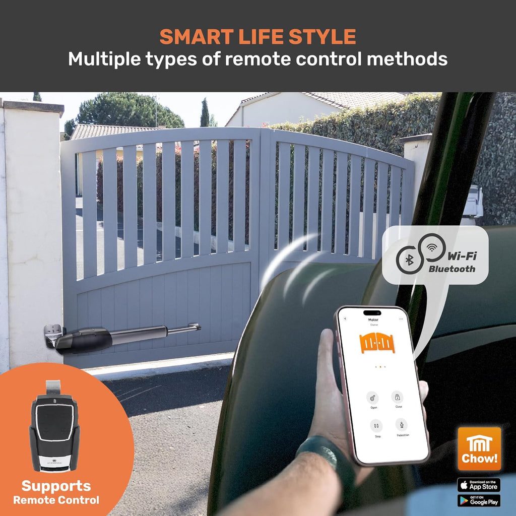 TMT Mastiff 400 Dual Automatic Gate Openers Up to 8ft and 772lb Heavy Duty Swing Gate, Gate Openers with Remote Complete Kit, Electric Gate Opener for Driveway with Powerful Motor (APP Compatible)