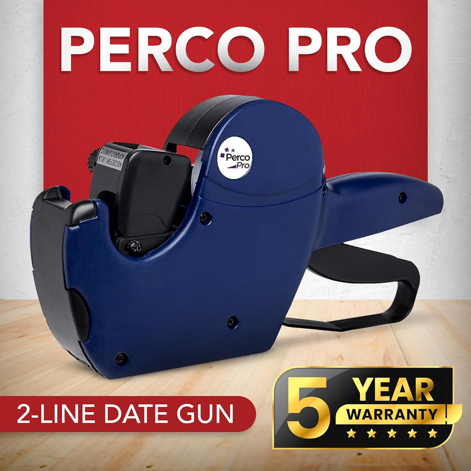 Perco Pro 2 Line Date Gun Labeler Kit, Includes 16 Digits Label Gun, 10,500 White Labels, Inker Remover Tool, and Pre-Loaded Ink Roll