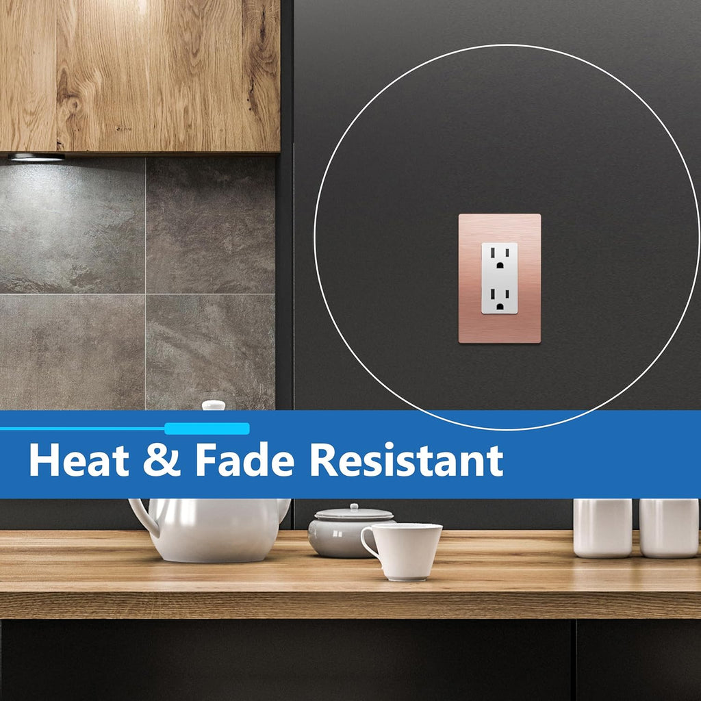 LIDER Screwless Metal-Surface Wall Plate, Decorator Switch Cover, Temperature and Impact Resistant, 201 Stainless Steel, Modern Decoration Upgrade, Mid-Size 1-Gang 4.88" x 3.11", Brushed Rose Gold