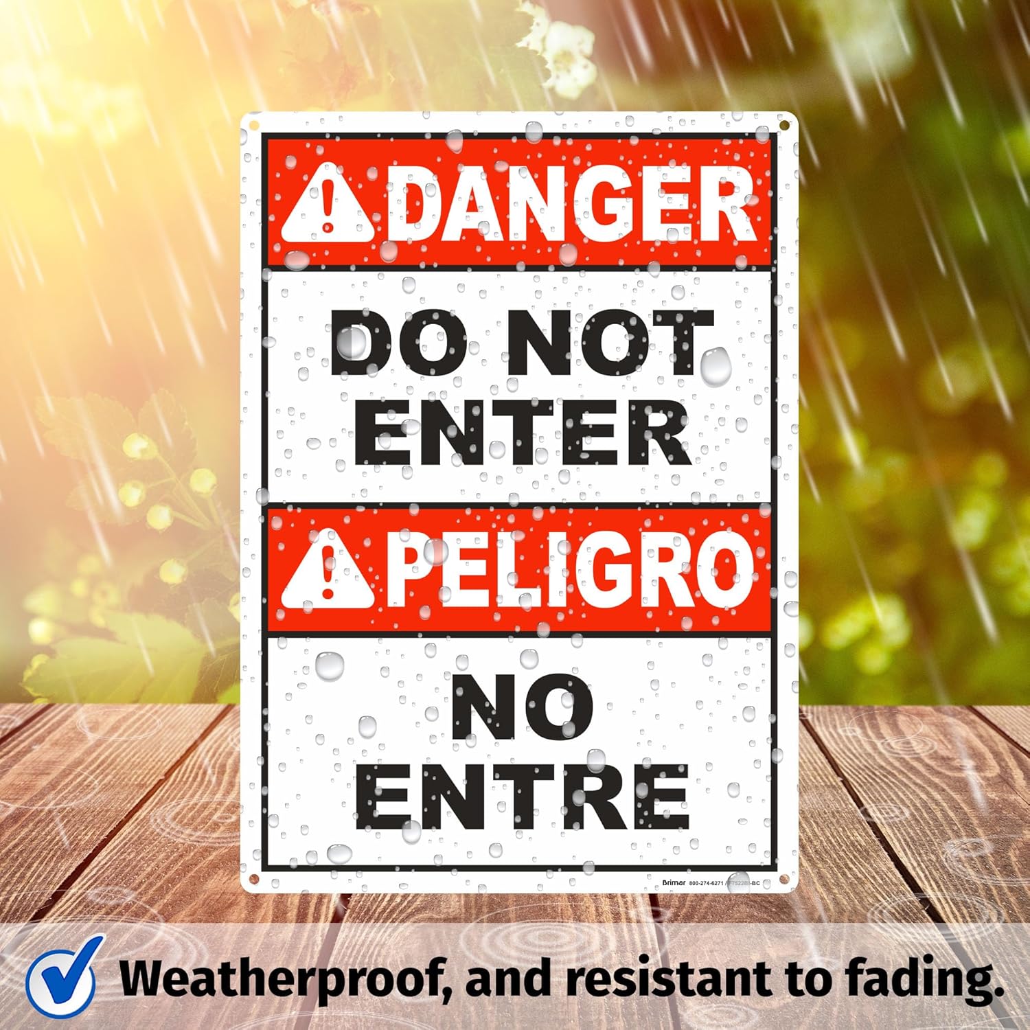 Brimar - 10" x 14" - Bilingual Danger Do Not Enter Sign - .040″ Rust-Free Aluminum - Safety Promotion - Easy Installation