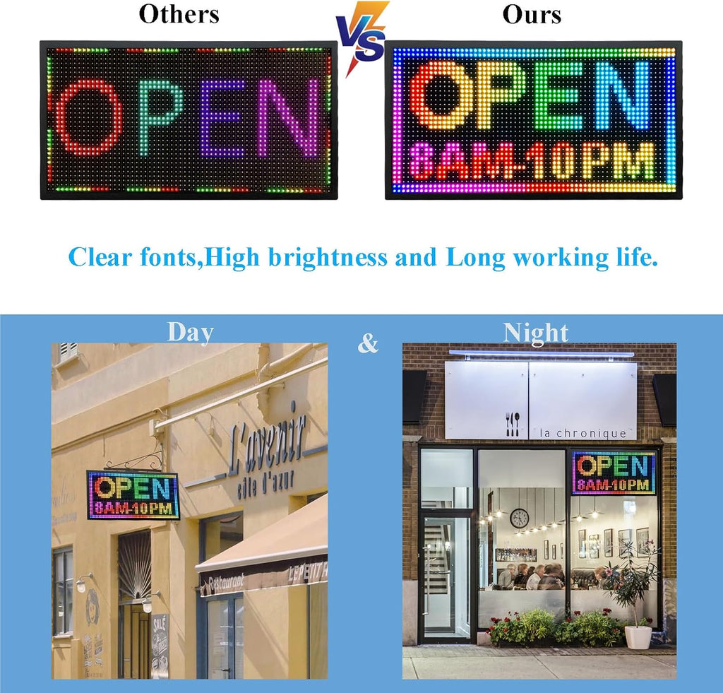 P10 Outdoor Scrolling Led Sign 27”X14” WIFI Control Full Color with High Brightness and New SMD Technology led sign Programmable for Store Business board