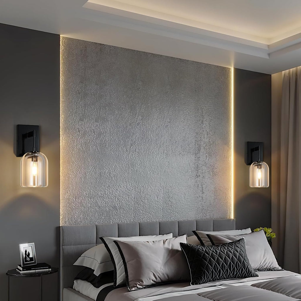 Modern Crystal Wall Sconces Set of Two Indoor Black Wall Lamp Vanity Wall Lighting for Bathroom Bedroom Living Room Stair