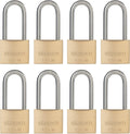 Weatherproof Padlock with Stainless Steel 304 Long Shackle and Solid Brass Body, 1-9/16 in. Wide, 8 Padlocks Keyed Alike, Marine Grade Rustproof Lock for Outdoors Use YNBSP840