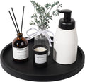 Silicone Bathroom Tray Round Vanity Tray Decorative Soap Holder Kitchen Countertop Organizer Coffee Table Decor for Candle, Perfume, Plant, 11 Inch, Black