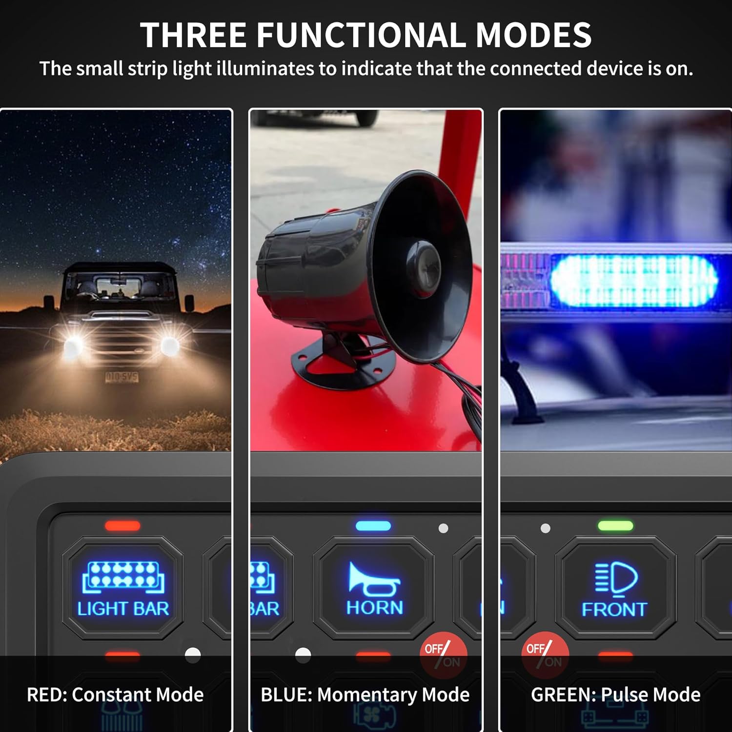DaierTek 8 Gang Switch Panel RGB LED Lighted Multi-Function Switch Pod Toggle Momentary Pulsed Touch Control Switch Panel Dimmable for Car ATV UTV Boat Marine