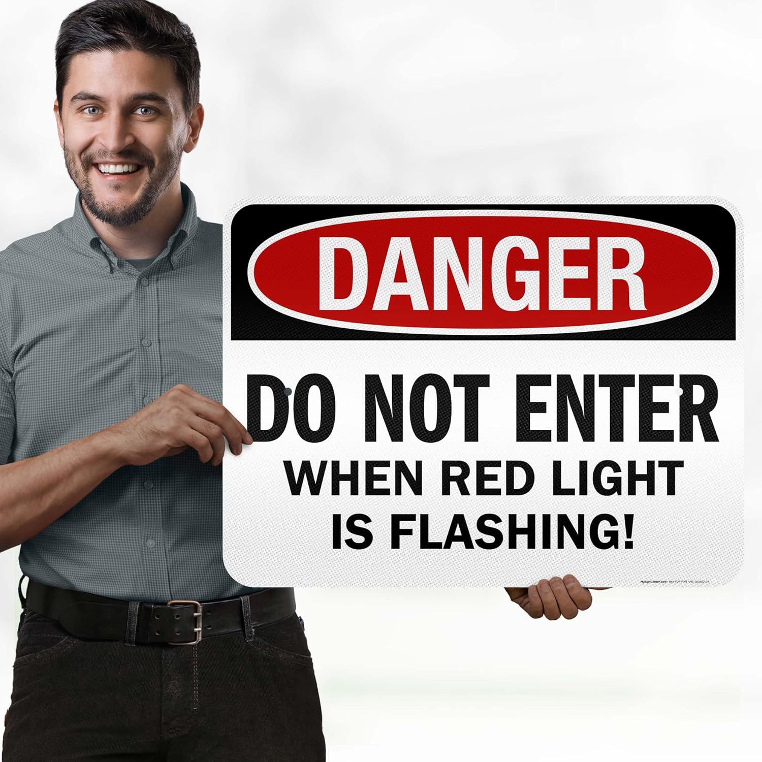 Danger Do Not Enter When Red Light is Flashing Sign, 18x24 Inches, 3M EGP Reflective .080 Aluminum, Fade Resistant, Made in USA by My Sign Center