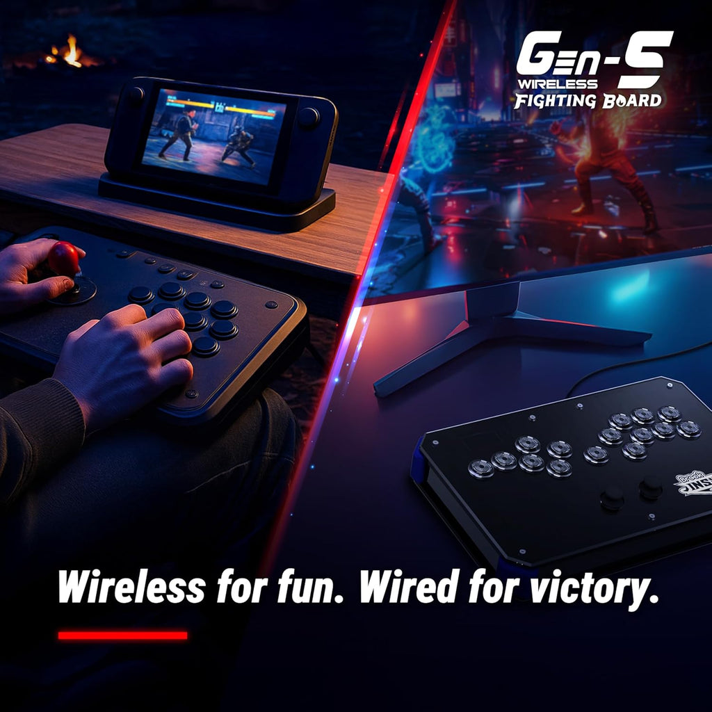Brook Gaming Gen5W Fighting Board – Wireless Compatible Controller Board for P5, PC & Steam Deck | Ultra-Low Latency | Turbo, Macro & RGB Customization (Exclusive Version) (Gen5W)