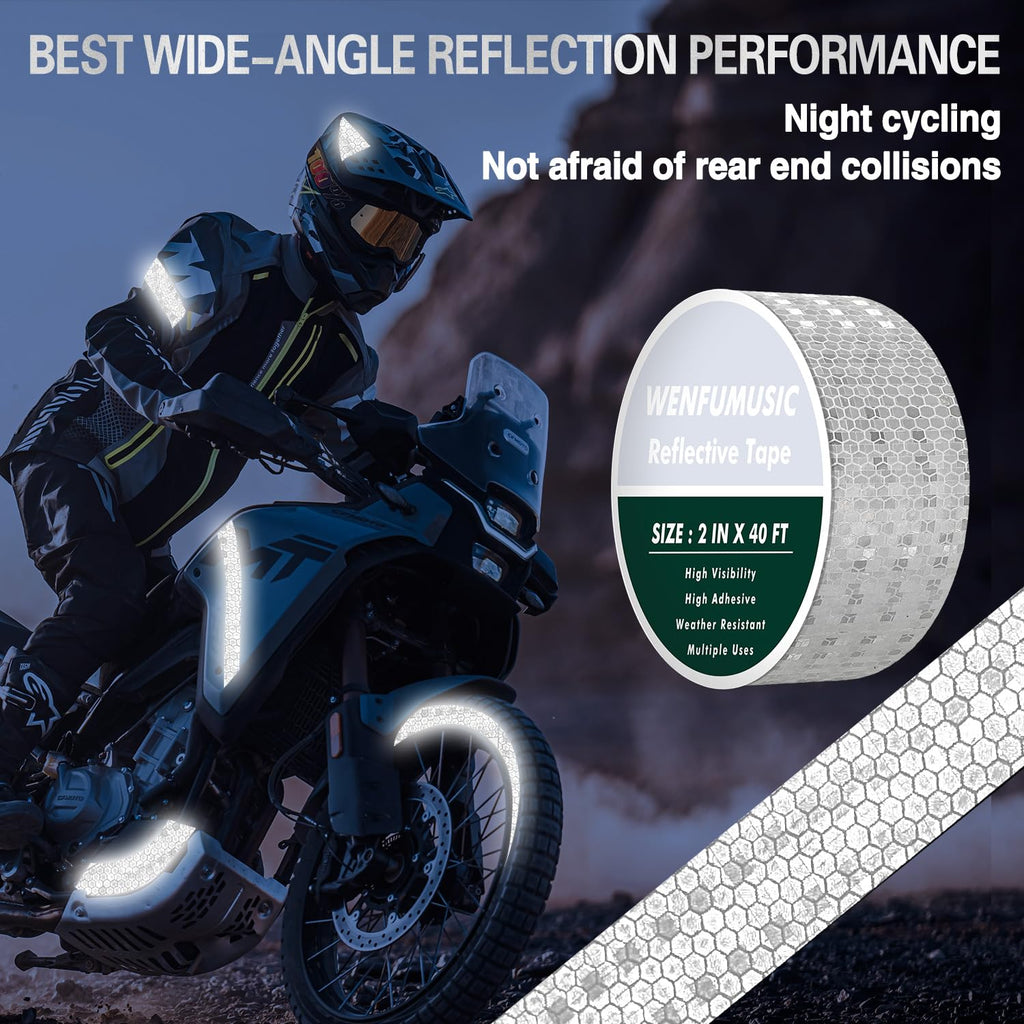 Reflective Tape 2" x40ft Fluorescent White, DOT-C2 Waterproof Reflective Stickers & Reflector Tape with Strong Adhesive for Trucks, Trailers, Motorcycles, Bikes, Outdoor Safety