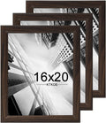 KTKDE 16x20 Picture Frame Set of 3,Studio Gallery 16 by 20 Poster Frame Walnut Wooden, Large Frame for Photos, Posters - Art Prints best gift