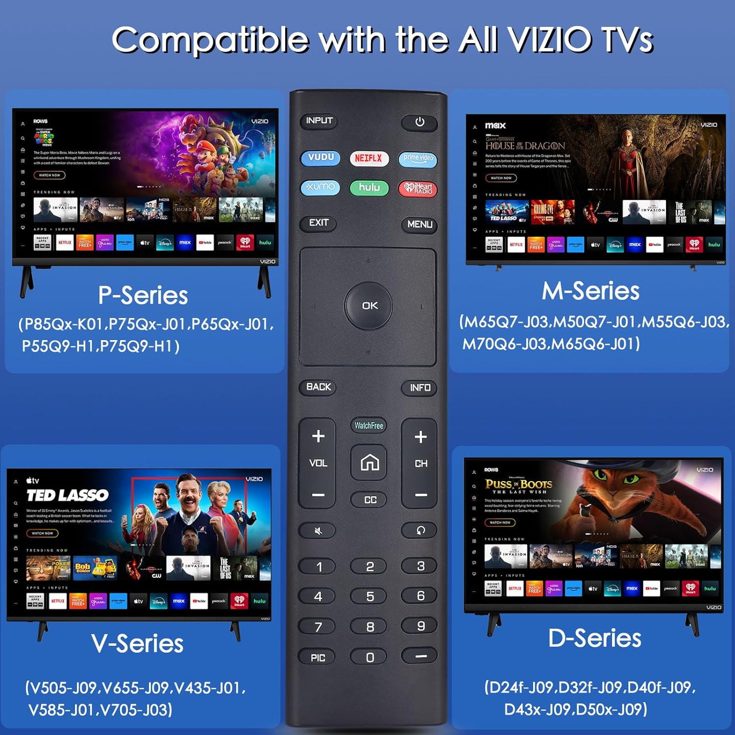 XRT136 for Vizio Smart TV Remote,Replacement Control for Vizio Smart LED LCD HD 4K UHD HDR TVs D-Series,E-Series, M-Series, P Series, PX Series, V-Series