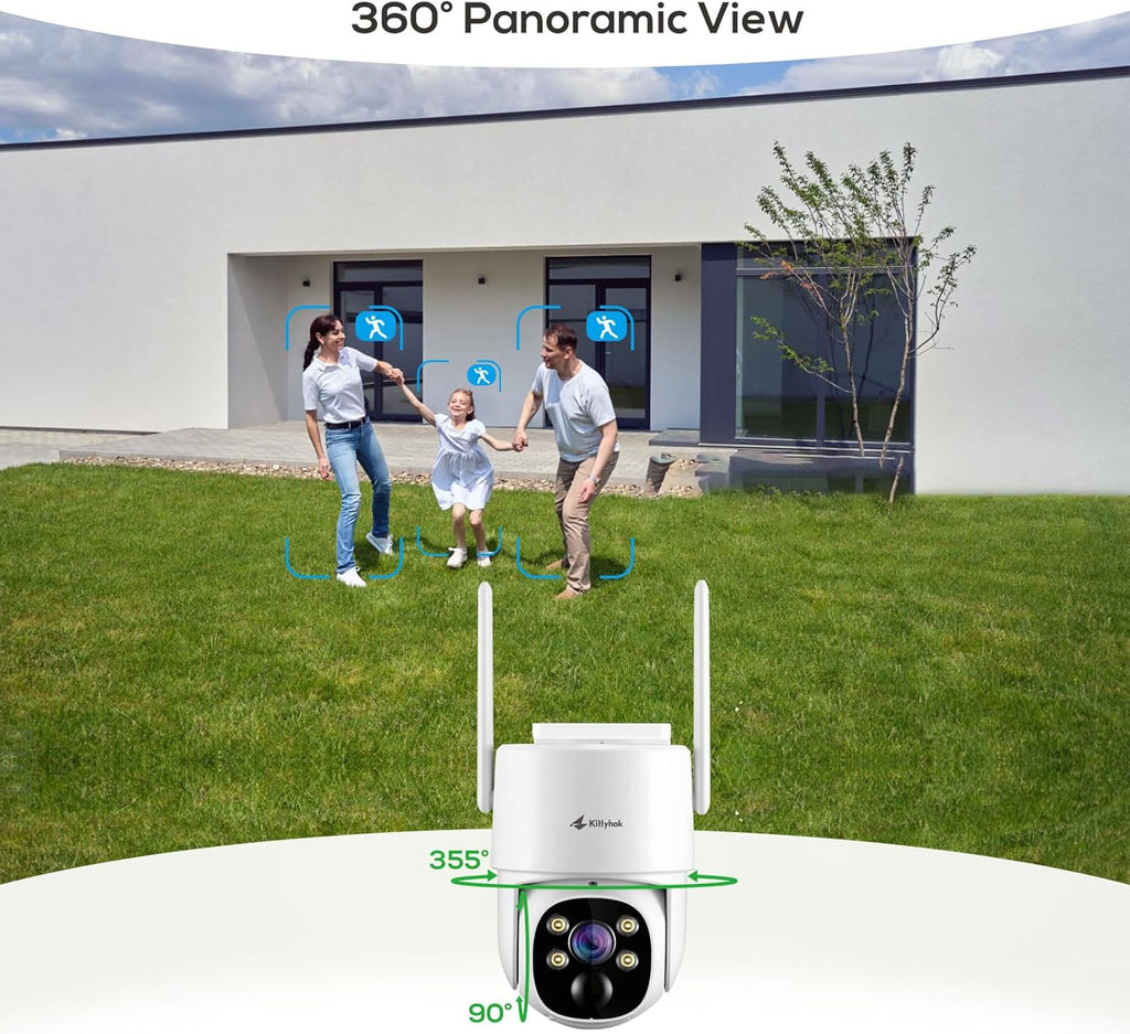 Kittyhok 2K Solar Home Security Camera System, Smart Human Detection, Spotlight, Forever Power, 10CH NVR, 0 Monthly Fee, KBS4084 Bundle with Battery Powered PT Solar Camera BY4