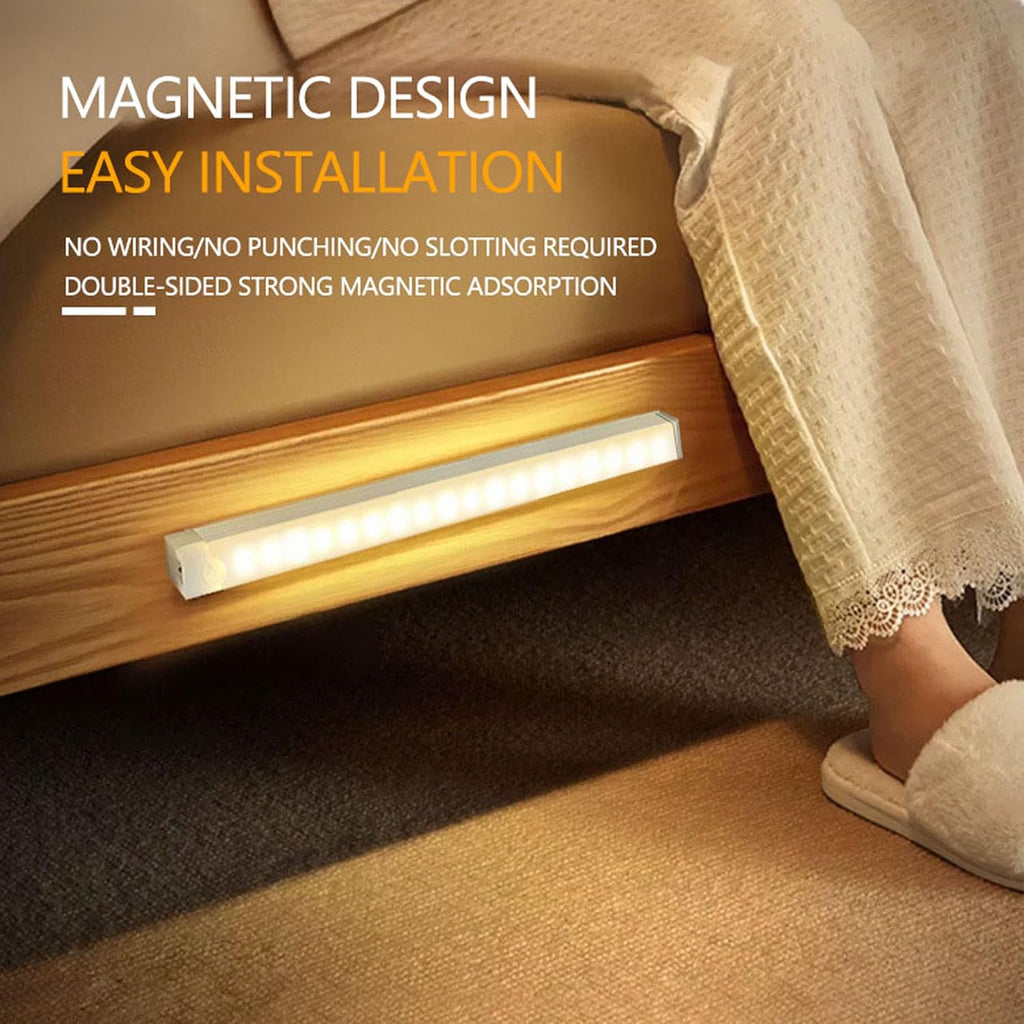 4 Pcs Punch-Free Smart Sensor Magnetic Rechargeable Led Lights, Motion Sensor Light Indoor, USB C Rechargeable Closet Under Counter Lighting for Kitchen,Wardrobe,Cupboard (30cm/11.8in)
