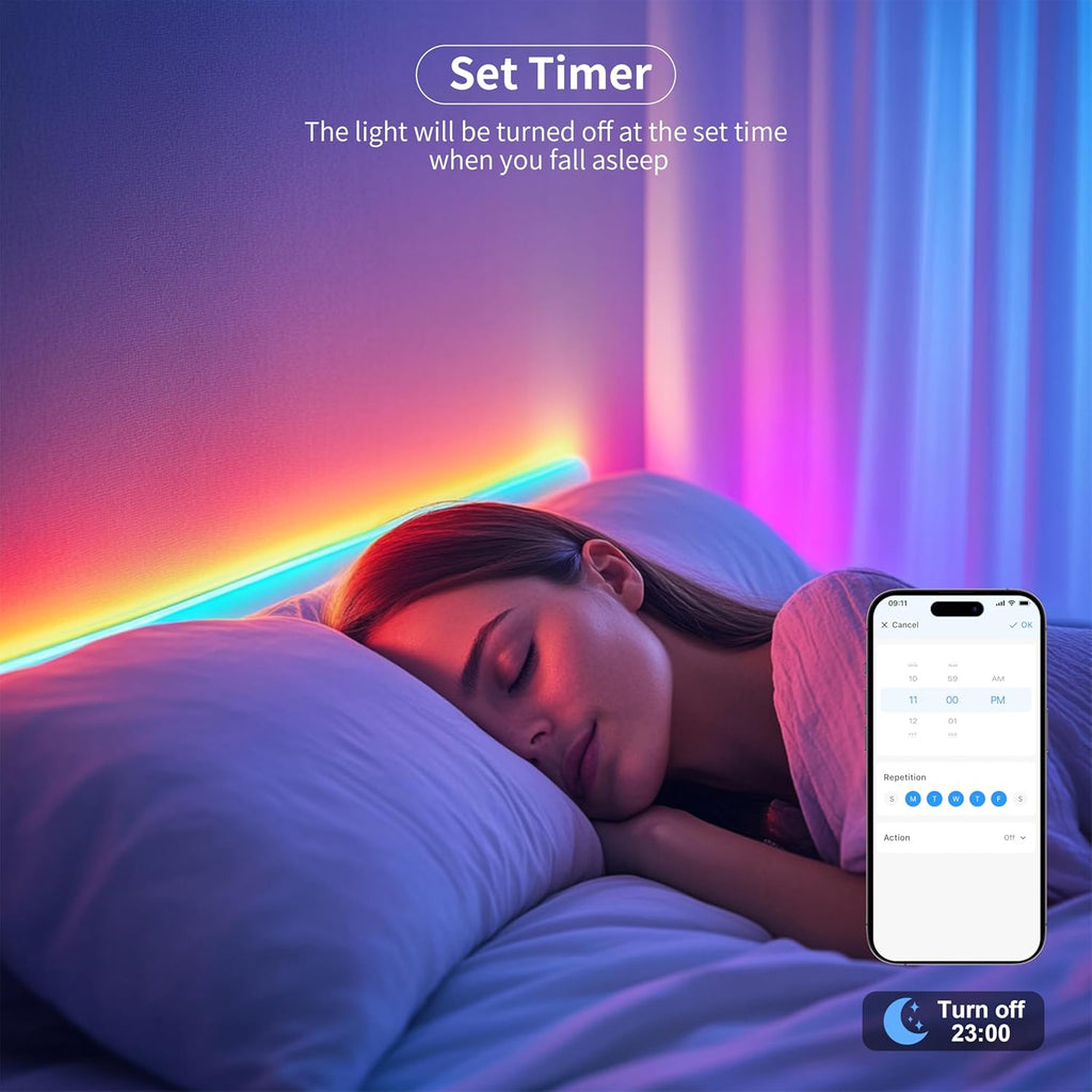 MIWISE RGB Smart IC COB LED Strip Light,20ft Color Chasing Flexible LED Tape Light,WS2811 Addressable RGB Strip with APP Control/Music Mode,Work with Alexa/Google,for Party/Home DIY Lighting Projects