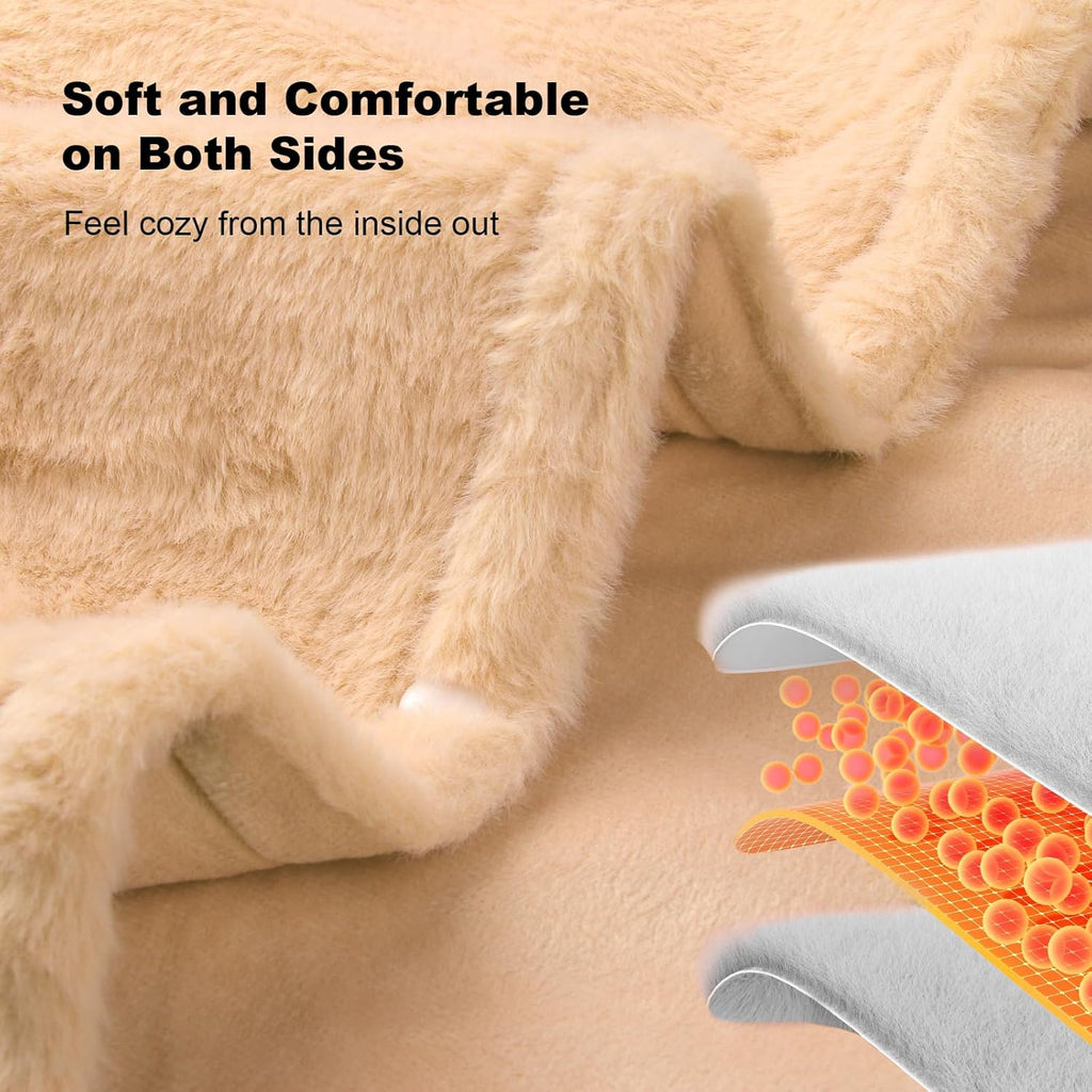 Cordless Heated Blanket Battery Operated with Fleece Lining 7.4V 16000mAh Battery Portable Wearable Heated Shawl for Women Men 6 Heating Zones 3 Fast-Heating Levels (Battery Included)