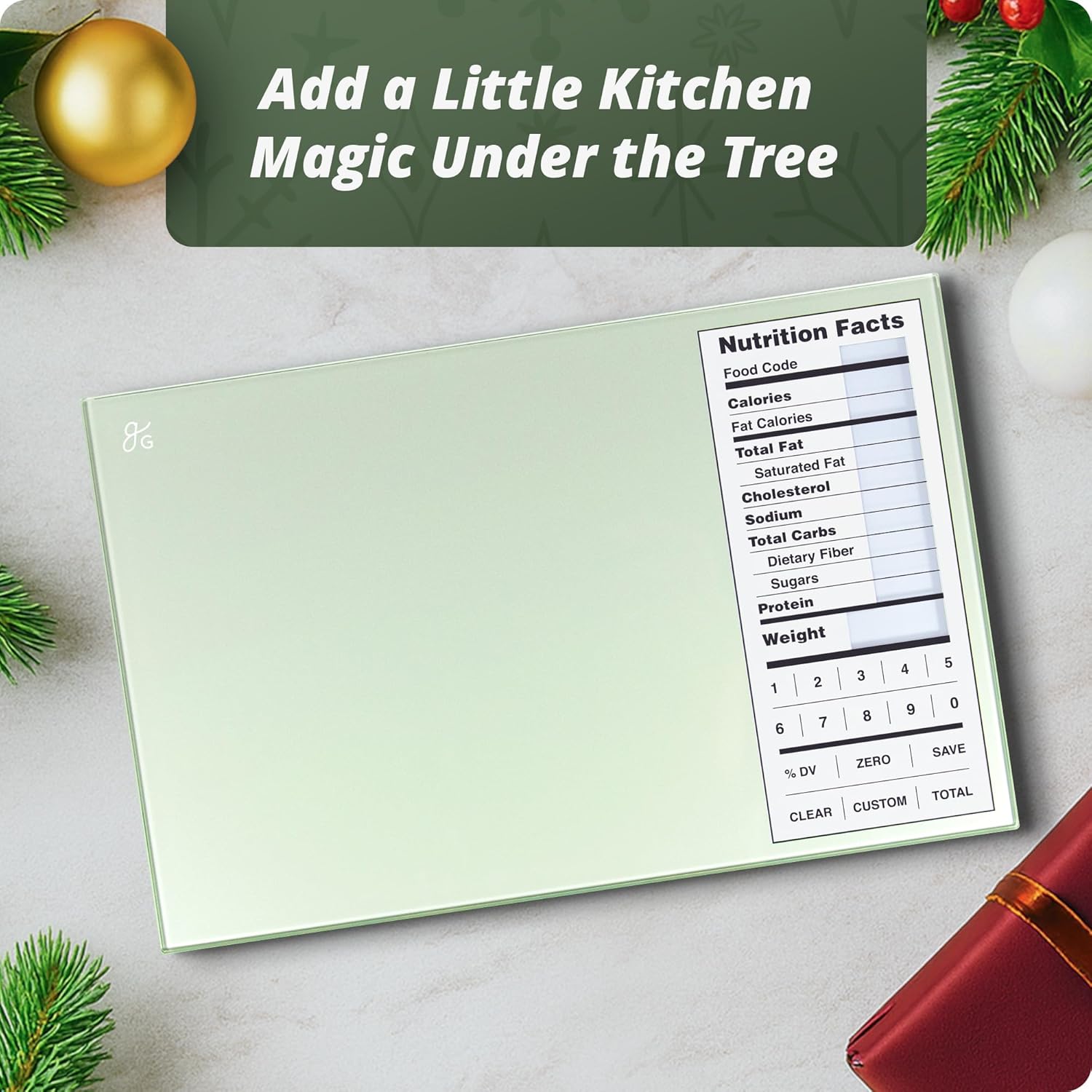 Greater Goods Digital Nutrition Scale – Accurate Macro and Calorie Tracking for Meal Prep, Weight Loss, and Healthy Eating | 2,000 Built-in Foods, Intuitive Nutrition Label Display, 11lb Cap, Green