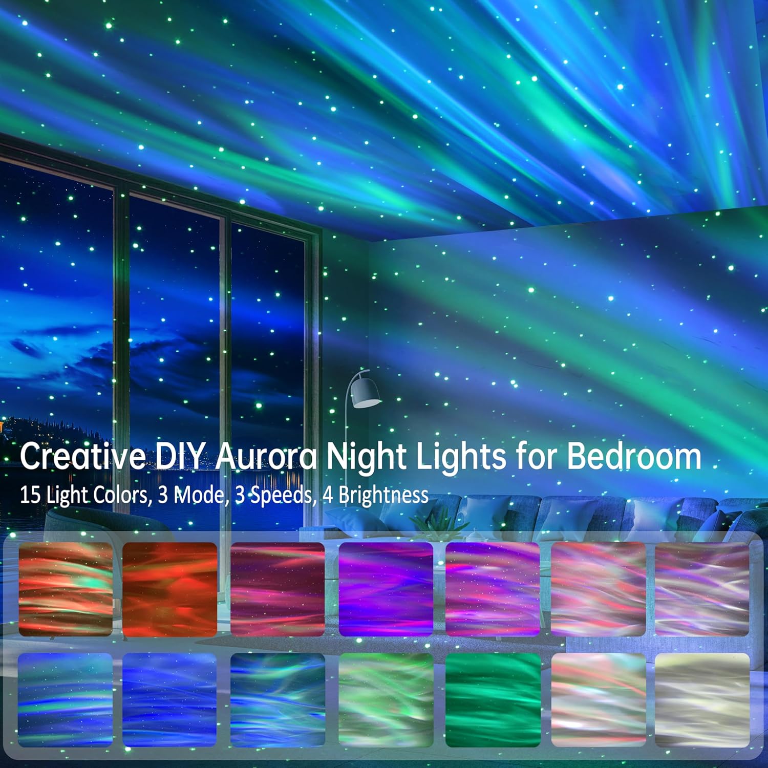 Northern Lights Projector, Rechargeable Battery Star Night Light with Bluetooth Speaker, White Noise Sleep Aid & Timer, Bedroom Galaxy Projector Decor, Gift for Kids, Adults