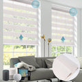 SmartWings Motorized Zebra Shades - Compatible with HomeKit, Alexa, SmartThings, Google - Remote Control Light Filtering Sheer Shades, 50% Blackout, for Smart Home/Office, Ivory, Customized