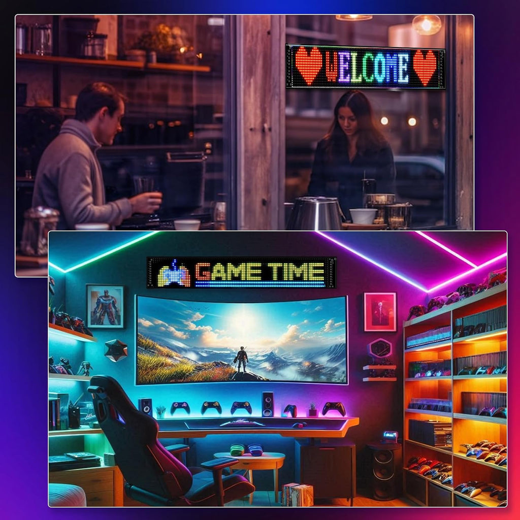 GOTUS Programmable LED Sign,LED Sign for Business,Bluetooth APP Control,DIY Design Text, Patterns, Animations