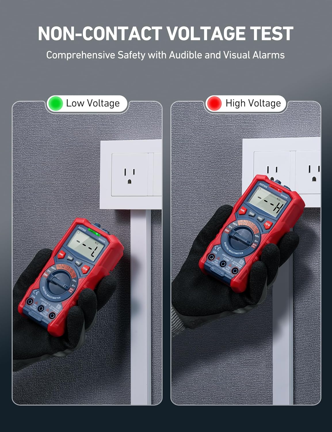 AstroAI Multimeter Tester, TRMS 4000 Counts Volt Meter Auto-Ranging Ohmmeter Digital 1.5v/9v/12v Battery Voltage Tester Measure Voltage Current Resistance Diodes Continuity Capacitance with NCV