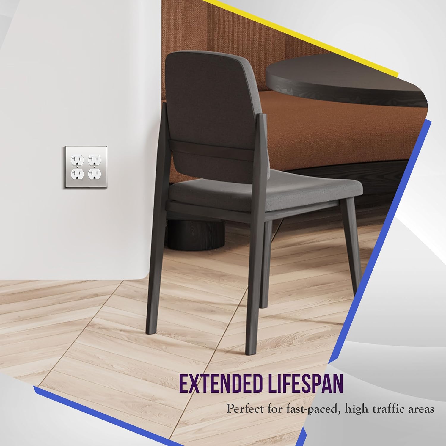 ENERLITES Double Duplex Receptacle Metal Wall Plate, Stainless Steel Outlet Cover, Corrosion Resistant, Size 2-Gang 4.50" x 4.57", Stainless Steel 201, 7722-PC, Polished Chrome, Silver