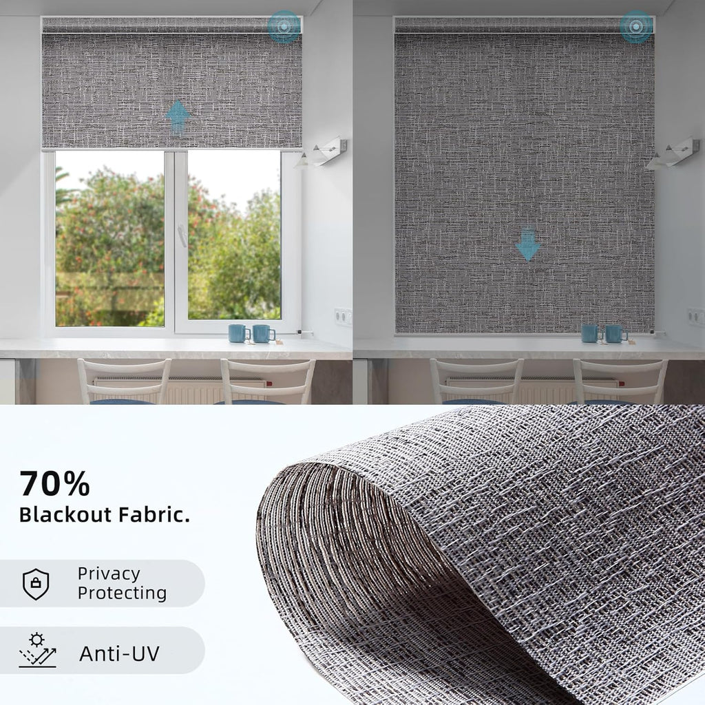 SmartWings Motorized Smart Blinds for Windows in Light Filtering, Electric Remote Roller Shades Compatible with Alexa/Google Home/Homekit, Custom Up to 110”W x 148”H, Safari Translucent Midnight