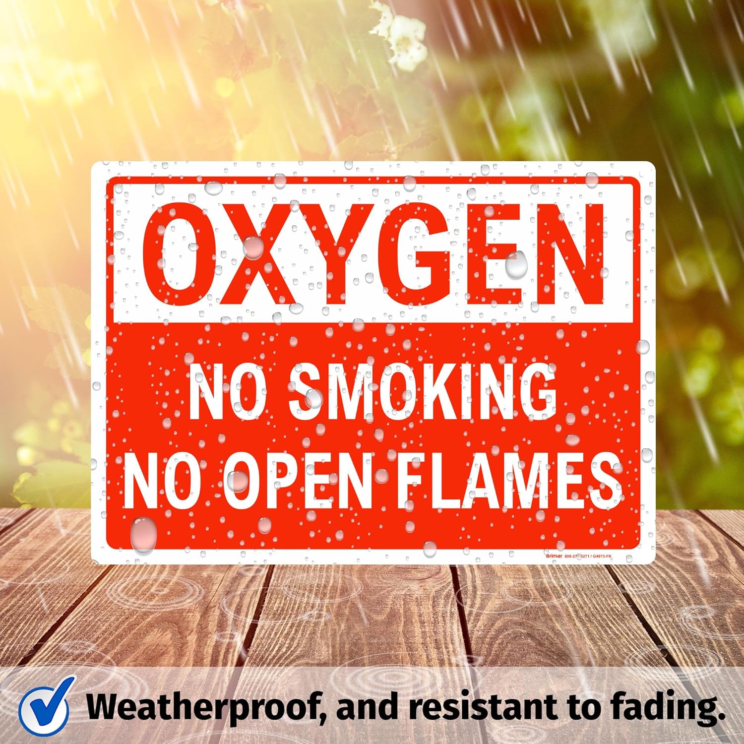 Brimar - 14 x 10" - Oxygen No Smoking No Open Flames Sign - 3.5 Mil InfiniStick™ Vinyl Label - Clear Warning - Easy Installation