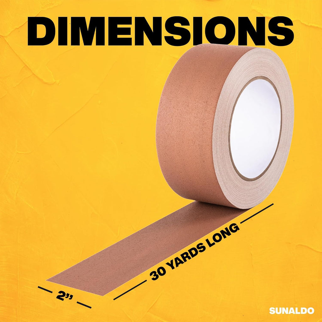Gaffers Tape, Strong Hold, Easy to Rip, Residue-Free Professional Grade Floor Tape for Electrical Cords, Matte Finish Non Reflective, Weather Resistant (1 Pack, Brown, 2" x 30 Yards)