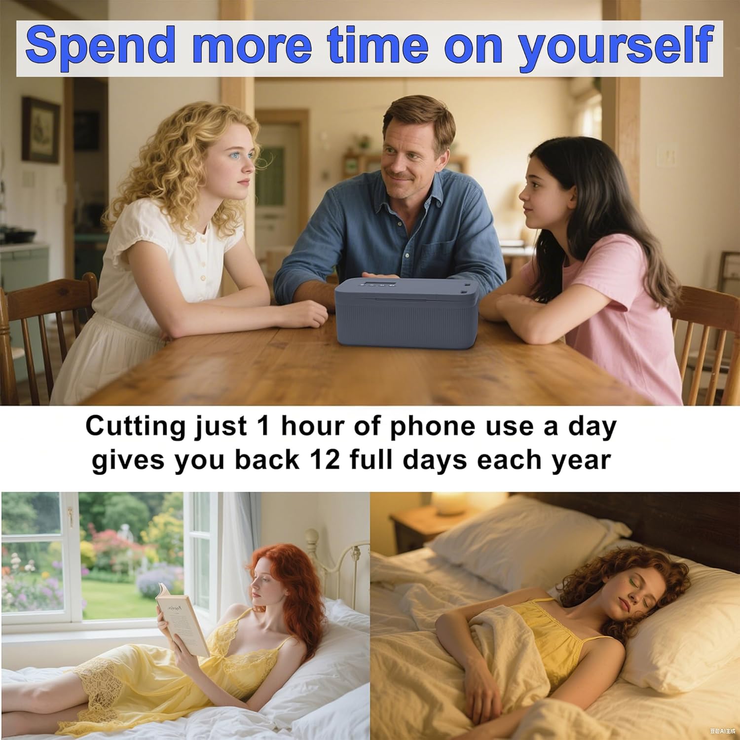 Timed Lock Box - Unplug from Cell Phones, Video Games, Socials, Snacks, Distractions - Simple or Timer Lock Mode - 30 Days Max Timer - Be More Present, Productive & Focused - Habit Control - Gray