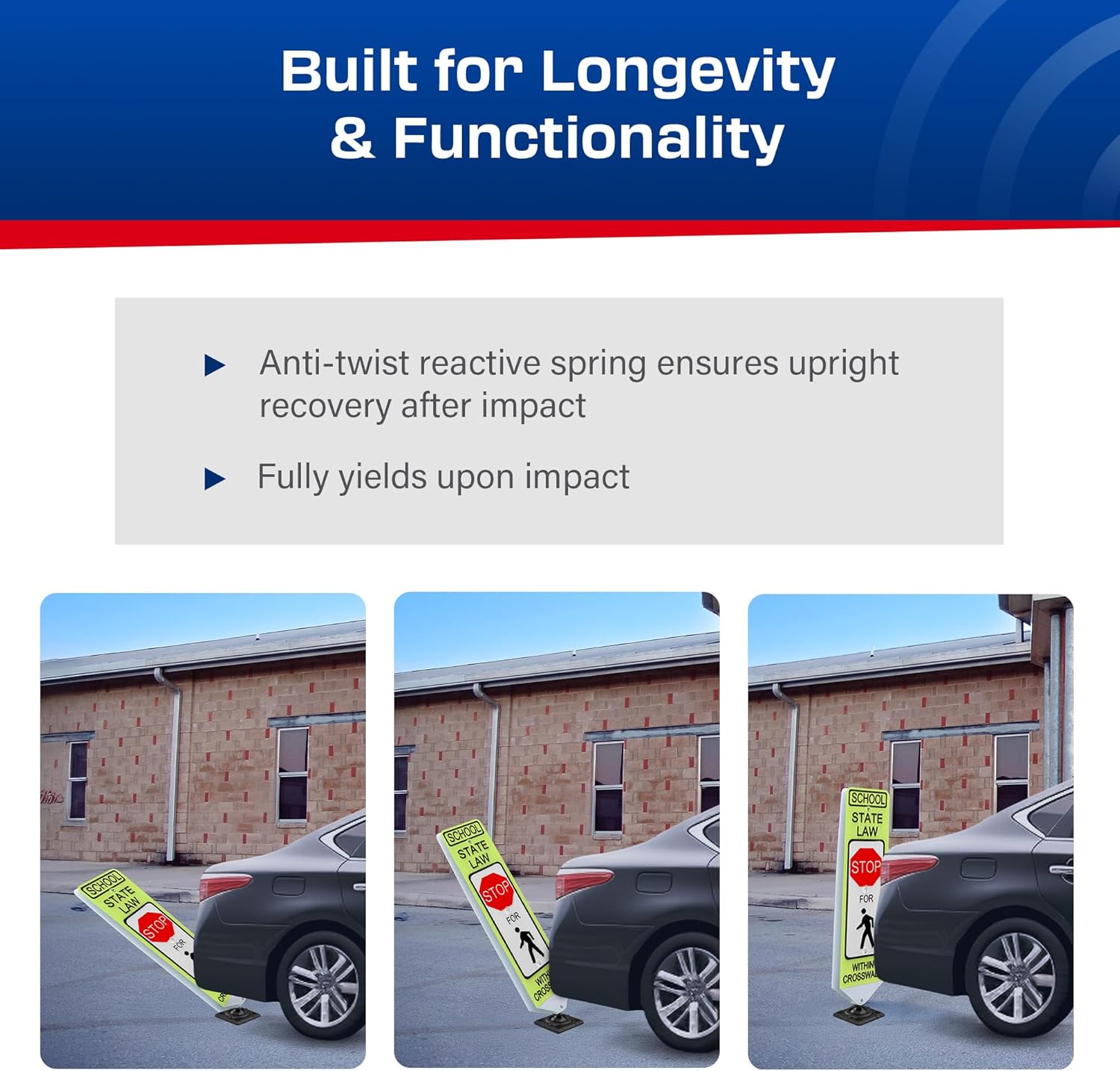 Impact Recovery - In-Street Pedestrian Crossing Signs - Street Sign - Road Sign - Pedestrian Safety Signs - School Stop with Surface Mount Base