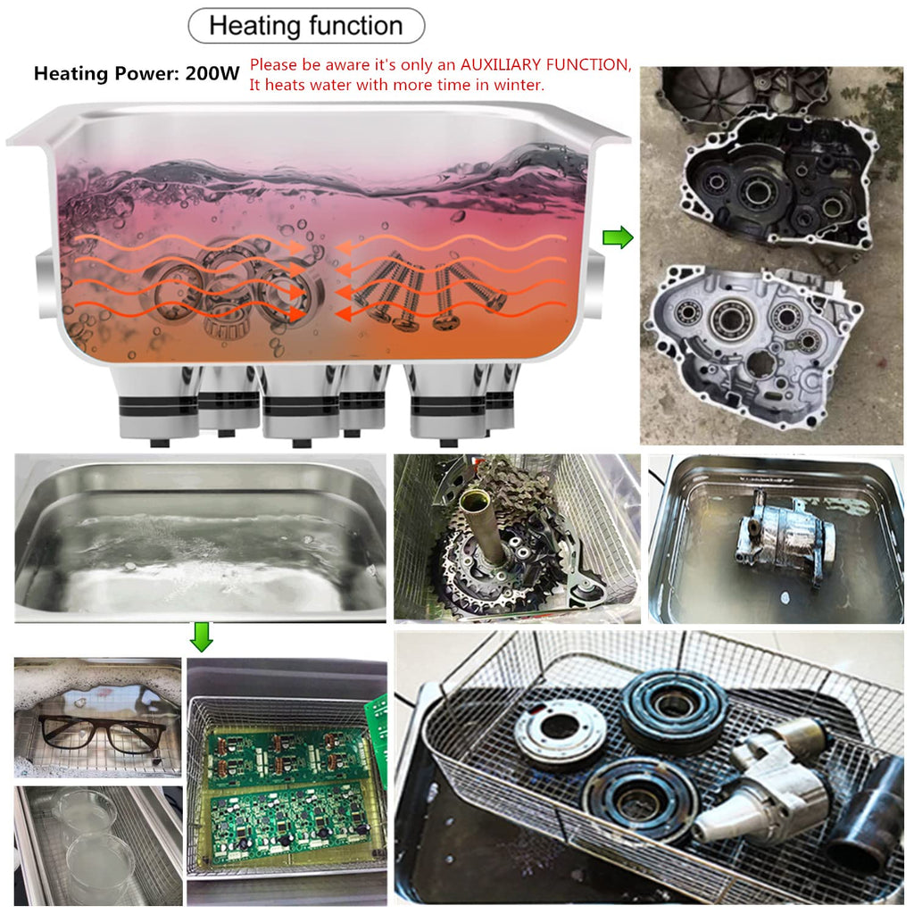 Ultrasonic Cleaner 6.5L with Digital Timer and Heater, Stainless Steel Ultrasonic Cleaning Machine for Carburetor Parts Cleaning