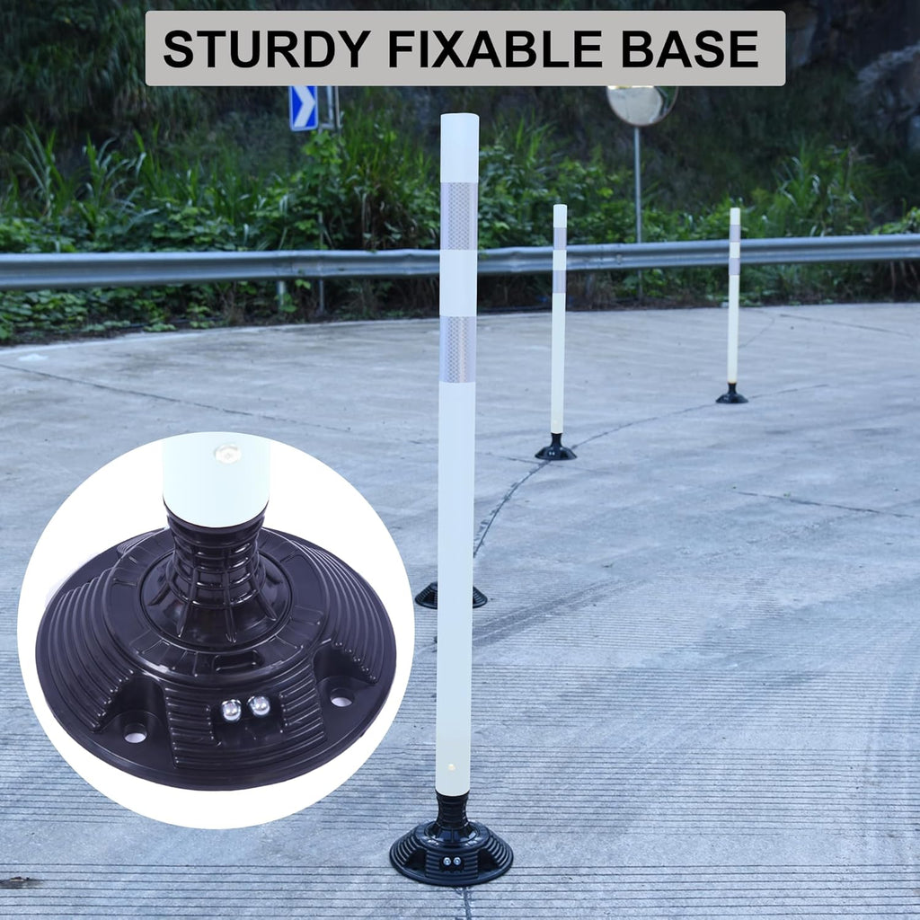 OrangeStar 8 Pack Delineator Post 48" White Traffic Delineator Cones with Fixable Base for Road Safety, Parking Lots