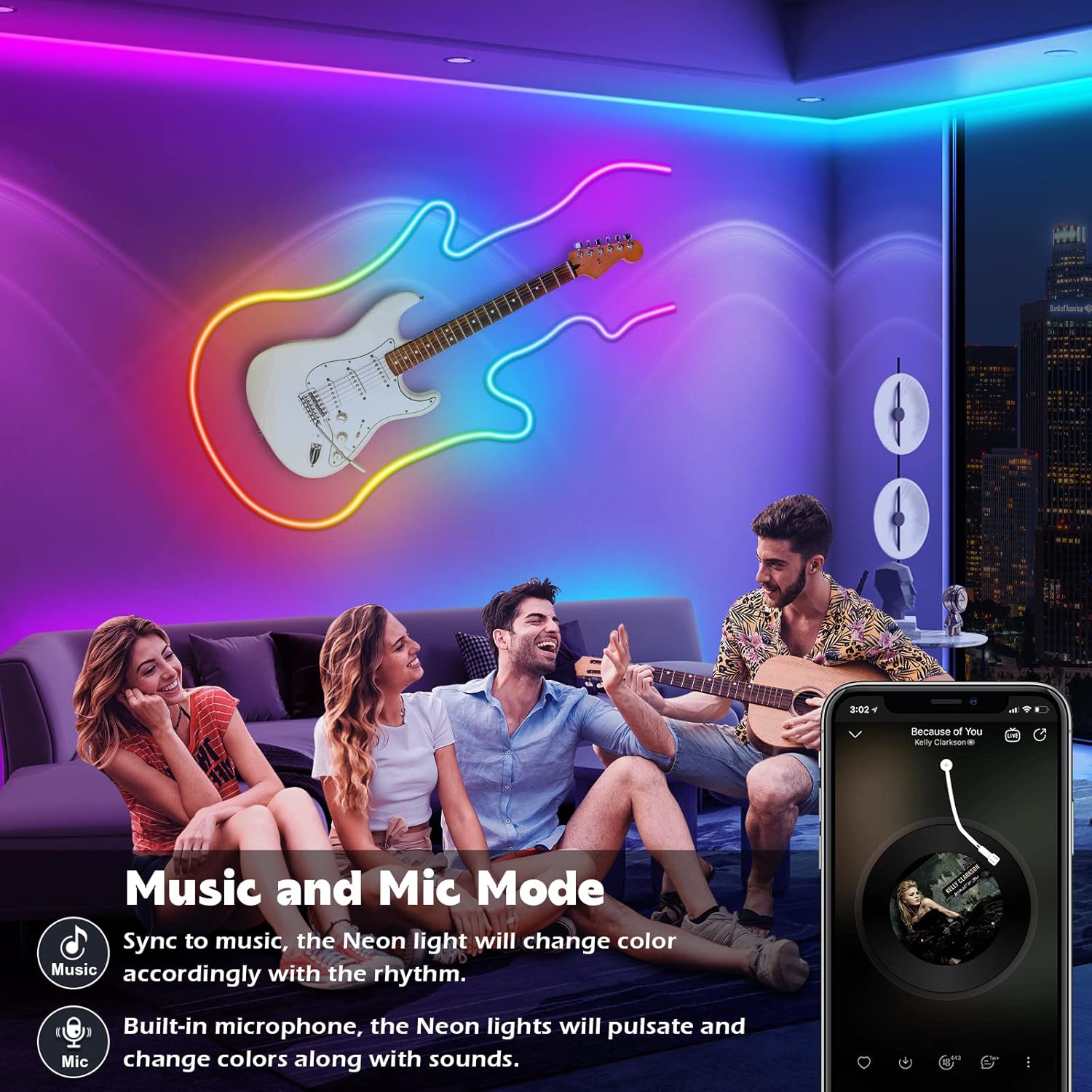 AILBTON 60Ft Neon Rope Lights,Flexible Led Rope Lights Control with App/Remote,Multiple Modes Music Sync Gaming RGB Led Neon Lights for Bedroom Outdoor