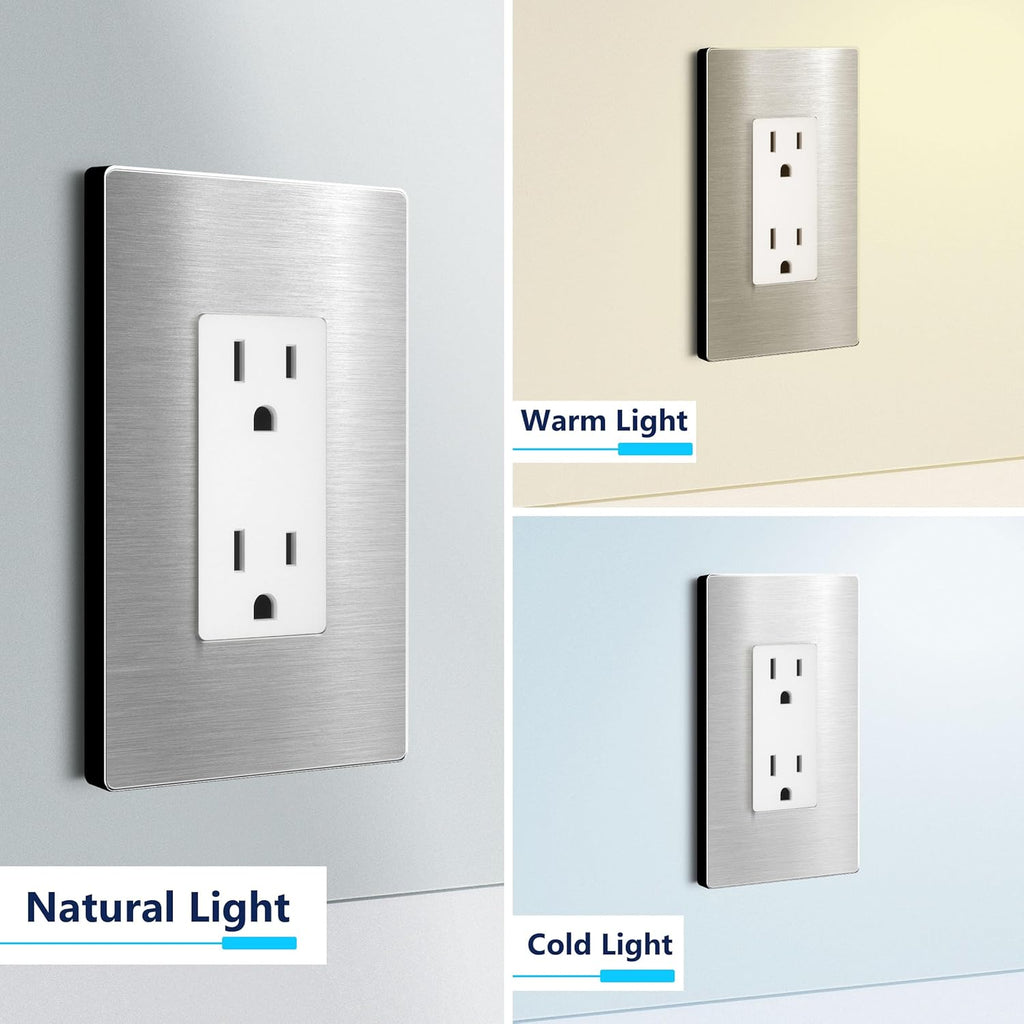 LIDER Decorator Metal Wall Plate, Temperature and Impact Resistant, 430 Stainless Steel, Screwless Cover, Modern Decoration Upgrade, Mid-Size 1-Gang 4.88" x 3.11", Stainless Steel, LSMWP-31M-SS