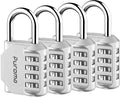 Puroma 4 Pack Combination Lock for Locker 4 Digit Outdoor Waterproof Padlock for School, Gym, Sports, Fence, Toolbox, Gate, Case, Outdoor, Hasp Storage, Cabinets (Silver)