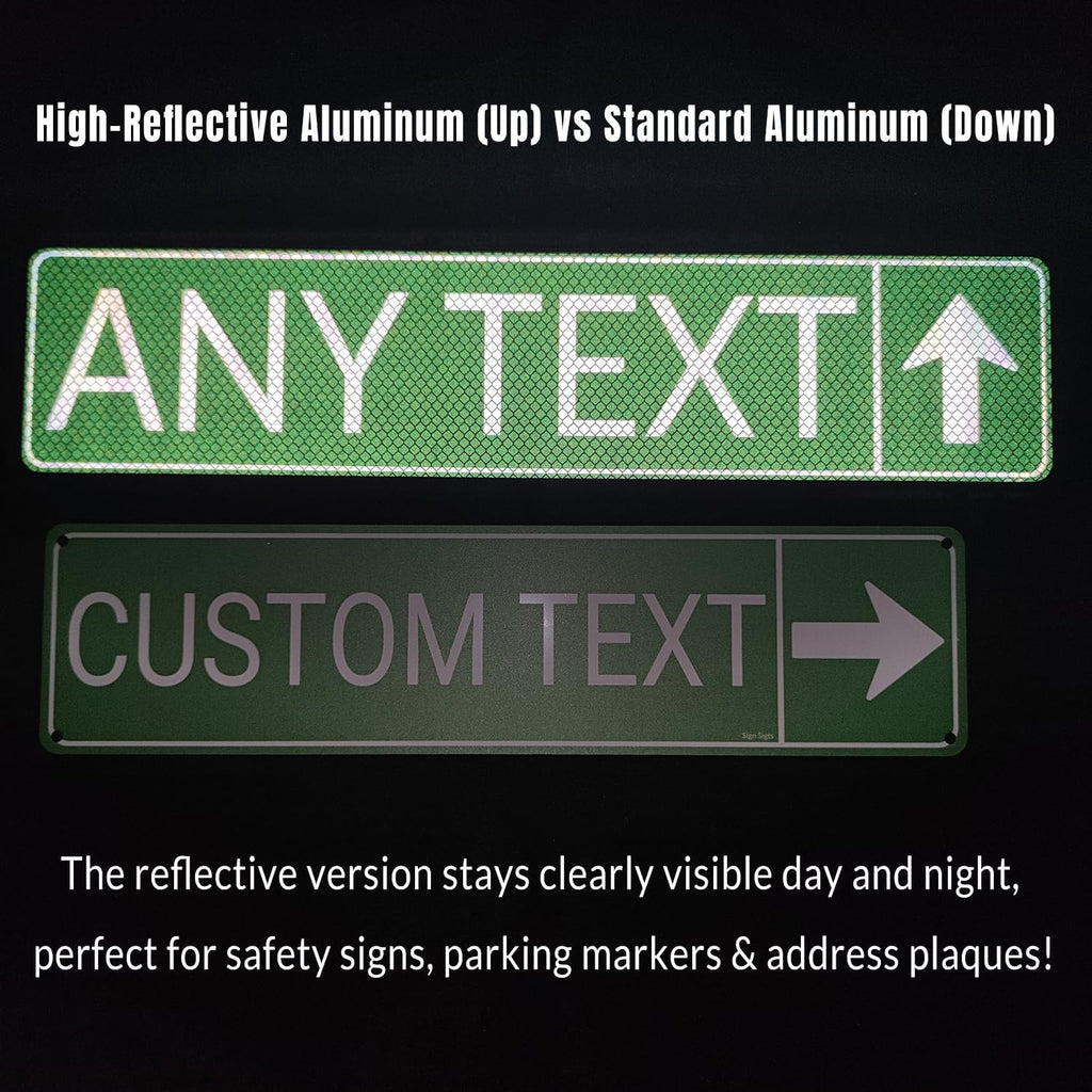 Custom Reflective Street Signs - Single/Double Sided Outdoor Metal Signs with Text, Photo, Logo - Personalized for Office, Business, Home - 4x18 Inch Rust Free .040 Aluminum