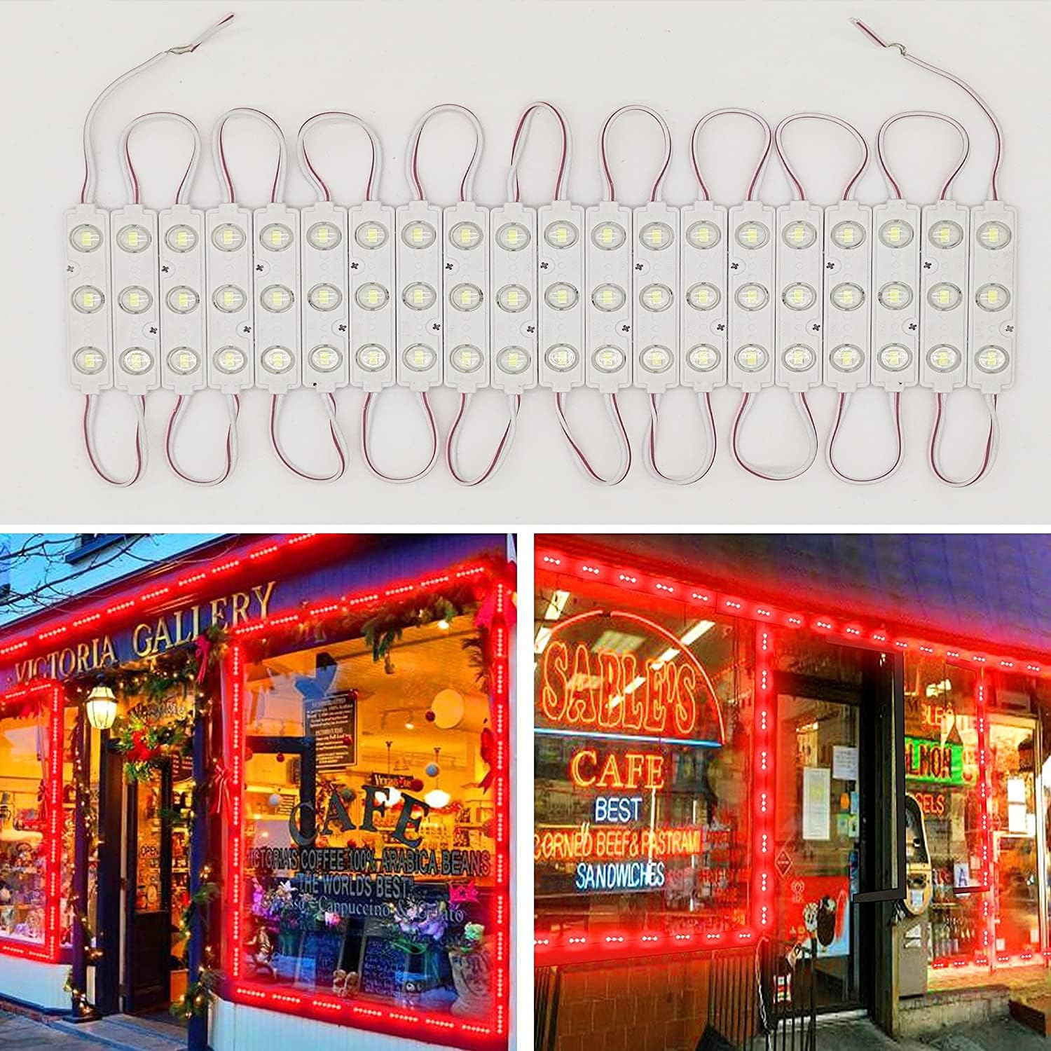 LED Module, 100pcs 49.8 Ft 5730 SMD 150LM Per LED Module IP65 Waterproof Decorative Light for Advertising Signs with Tape Adhesive Backside (Red Light)
