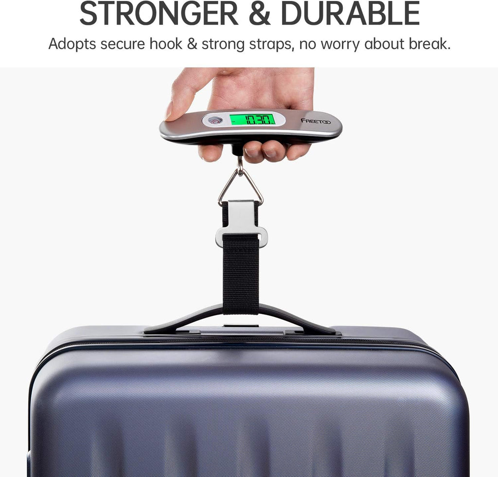 FREETOO Luggage Scale Portable Digital Hanging Scale for Travel, Suitcase Weight Scale with Superior Piano Lacquer 110 Lb/ 50Kg Capacity, Battery Included