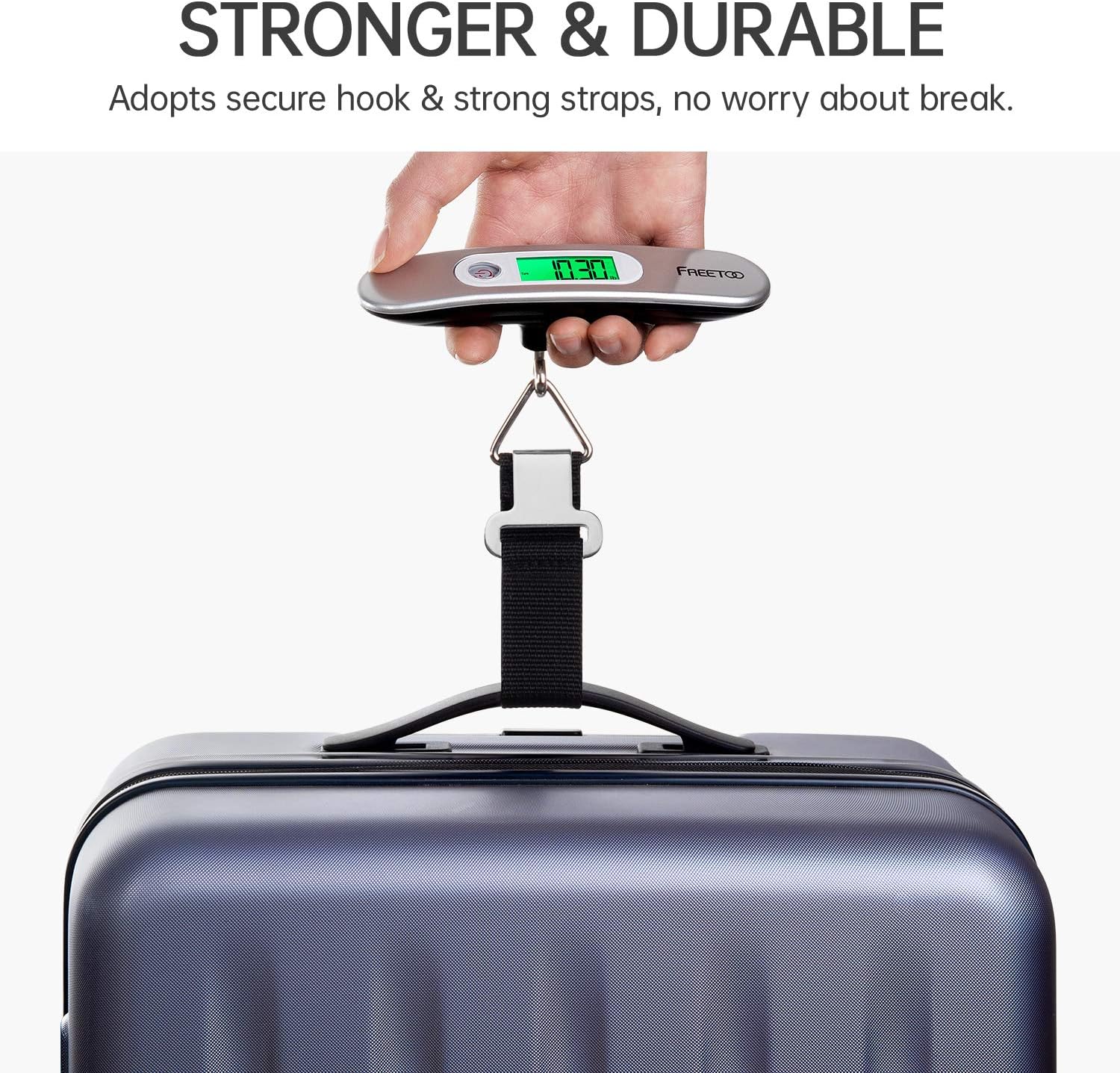FREETOO Luggage Scale Portable Digital Hanging Scale for Travel, Suitcase Weight Scale with Superior Piano Lacquer 110 Lb/ 50Kg Capacity, Battery Included