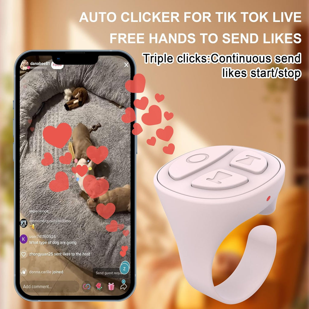 Tiktok Scrolling Ring for iPhone, Bluetooth Camera Remote Control, Remote Control for TIK Tok Scrolling Ring for iPhone, Android (Baby Pink)