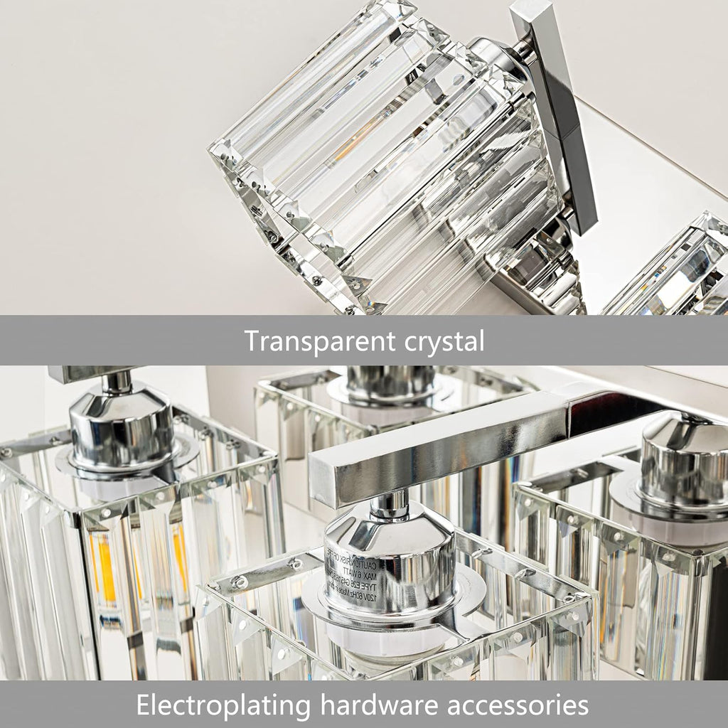 Modern 6-Light Chrome Crystal Bathroom Vanity Light Fixtures
