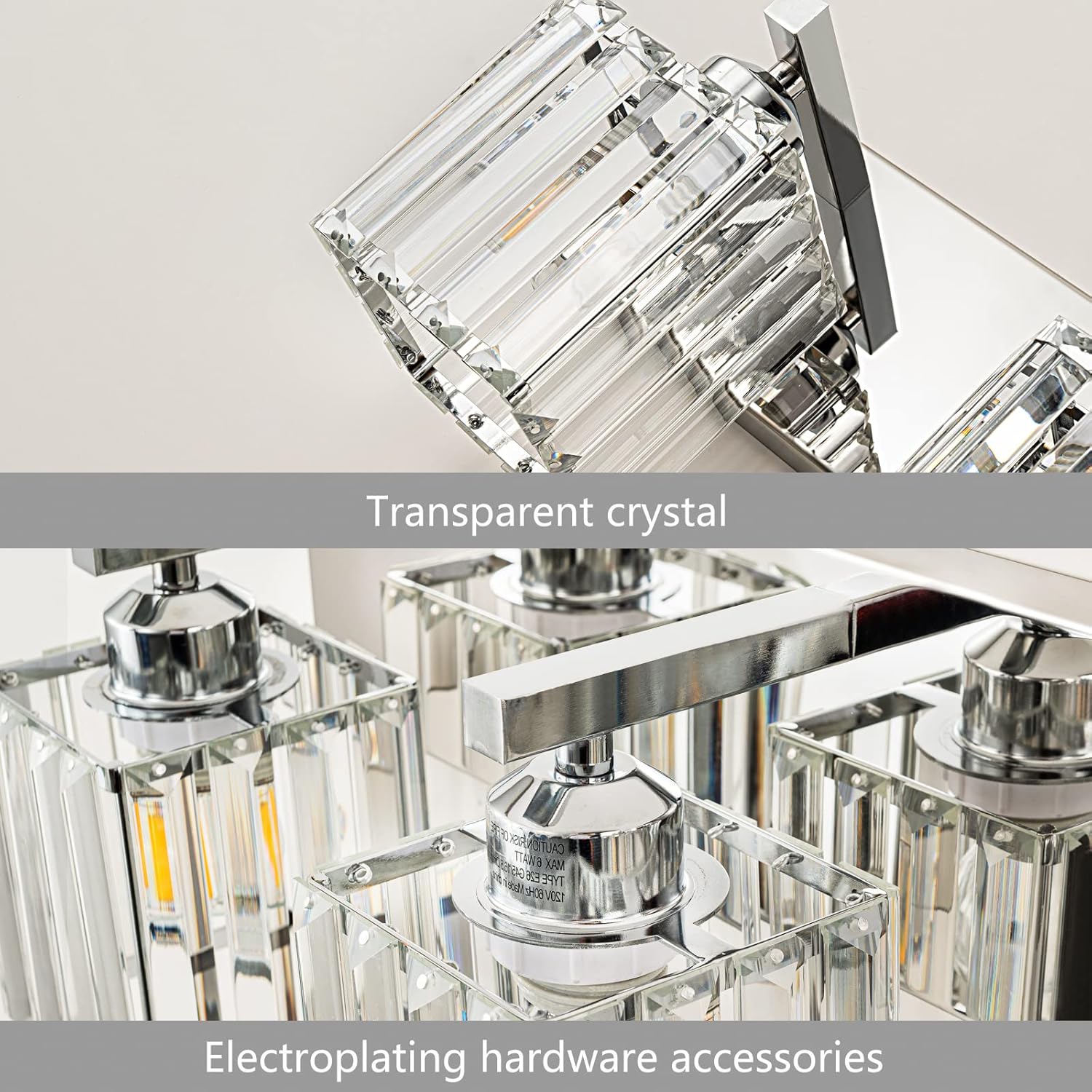 Modern 6-Light Chrome Crystal Bathroom Vanity Light Fixtures