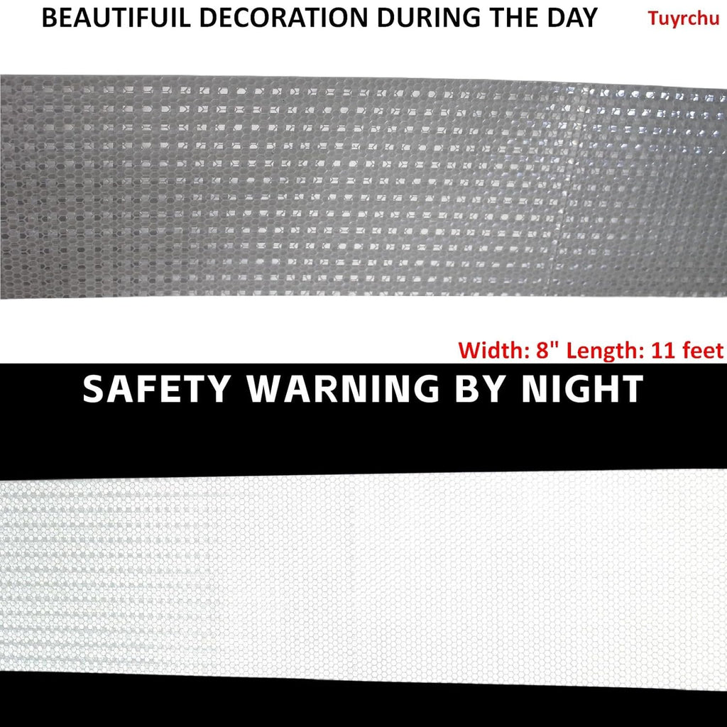 Reflective Tape White Outdoor Waterproof 8 inch, High Visibility Industrial Marking Tape, Safety Adhesive Stickers (11 feet)