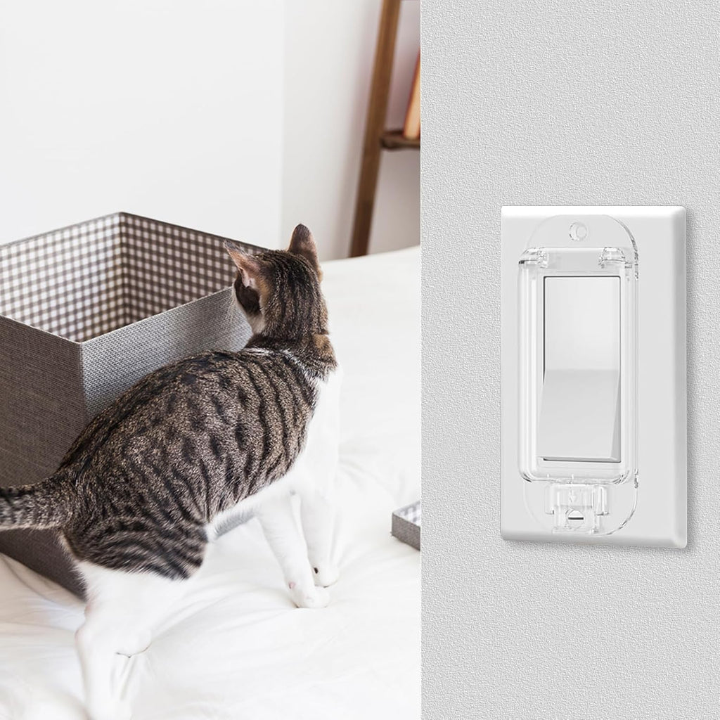 4pcs Light Switch Guard Cover Transparent Light Switch Lock, Switch Blocker for Keeps Lights or Switches from Being Accidentally Turned ON or OFF Child Proof Light Switch Cover (4pcs)