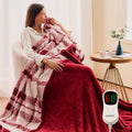 Heated Electric Blanket Twin Size - 62"x84" Flannel Heating Blanket with 10 Heating Levels & 5 Time Settings Over-Heat Protection, Winter Warmer for Adults with ETL Certification（Red）