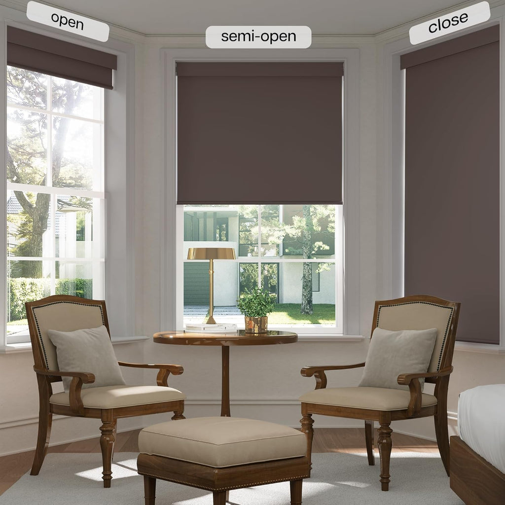 LazBlinds No Drill Blinds for Indoor Windows, Blackout Roller Shades, Cordless Window Blackout Blinds, Thermal Insulated Fabric UV Protection for Home and Office, 36" W x 48" H, Dark Coffee
