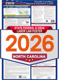 2026 North Carolina State Labor Law Poster - State, Federal and OSHA Compliant Laminated Poster - Workplace Required Posting for Employees